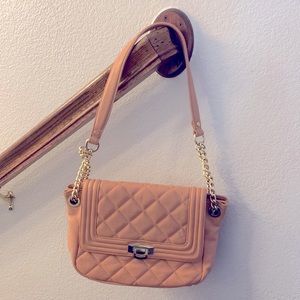 Nude Quilted Faux Leather Purse